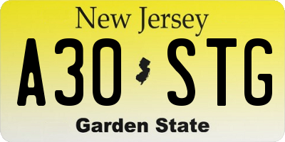 NJ license plate A30STG