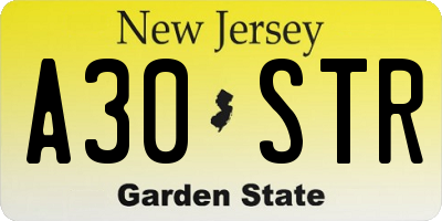 NJ license plate A30STR