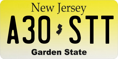 NJ license plate A30STT