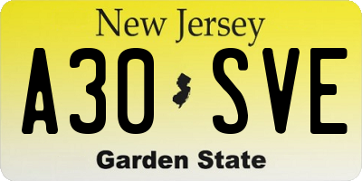 NJ license plate A30SVE
