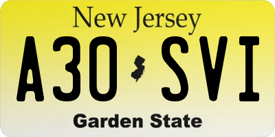 NJ license plate A30SVI