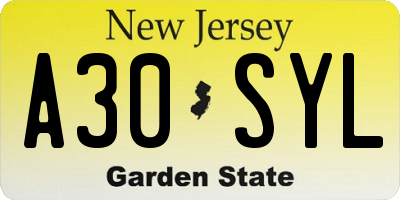 NJ license plate A30SYL