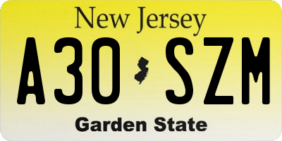 NJ license plate A30SZM