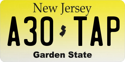 NJ license plate A30TAP