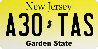 NJ license plate A30TAS