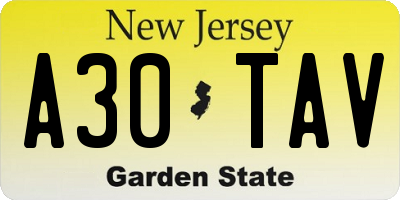 NJ license plate A30TAV