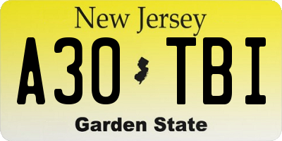 NJ license plate A30TBI