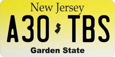 NJ license plate A30TBS