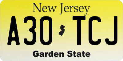 NJ license plate A30TCJ