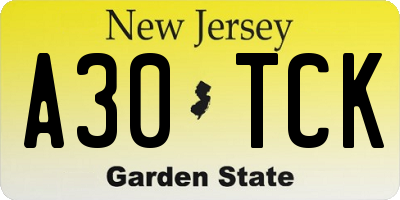 NJ license plate A30TCK