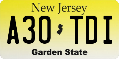 NJ license plate A30TDI