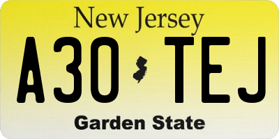 NJ license plate A30TEJ