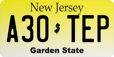 NJ license plate A30TEP