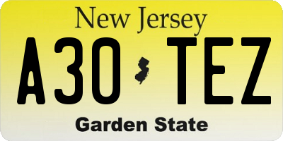 NJ license plate A30TEZ