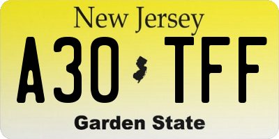 NJ license plate A30TFF