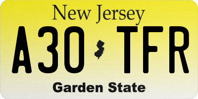NJ license plate A30TFR