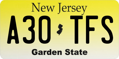NJ license plate A30TFS