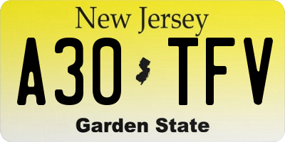 NJ license plate A30TFV