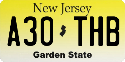 NJ license plate A30THB