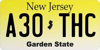 NJ license plate A30THC