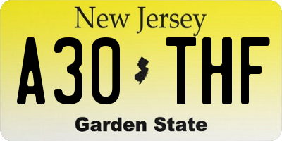 NJ license plate A30THF