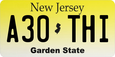 NJ license plate A30THI
