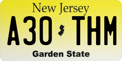 NJ license plate A30THM