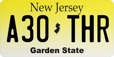 NJ license plate A30THR