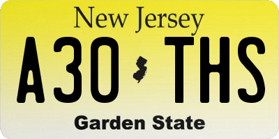 NJ license plate A30THS