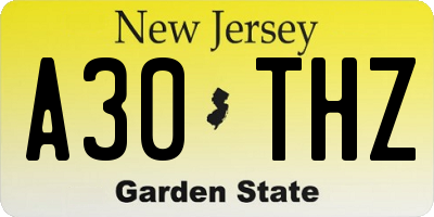 NJ license plate A30THZ