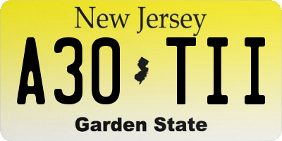 NJ license plate A30TII