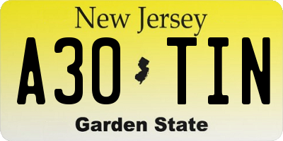 NJ license plate A30TIN