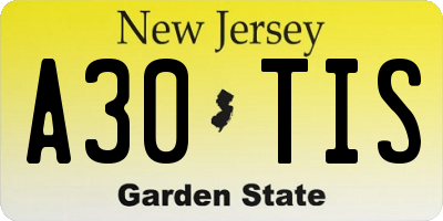 NJ license plate A30TIS