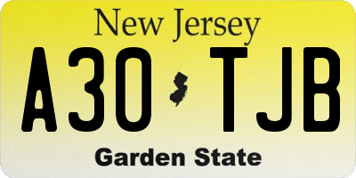 NJ license plate A30TJB