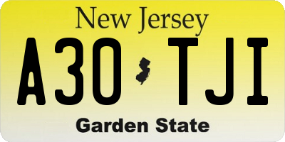NJ license plate A30TJI