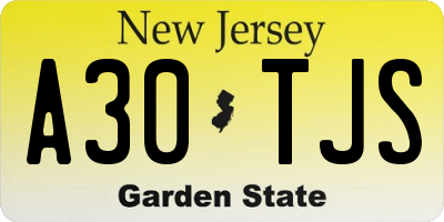 NJ license plate A30TJS