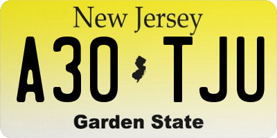 NJ license plate A30TJU