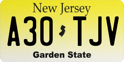 NJ license plate A30TJV