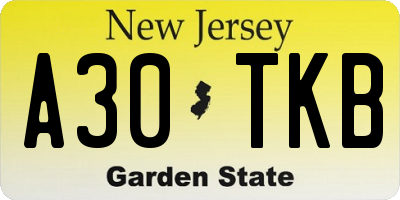 NJ license plate A30TKB