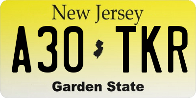 NJ license plate A30TKR