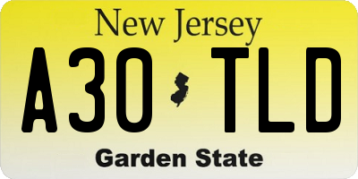NJ license plate A30TLD