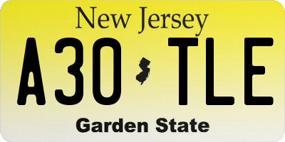 NJ license plate A30TLE