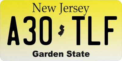 NJ license plate A30TLF