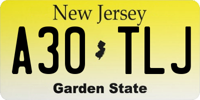 NJ license plate A30TLJ