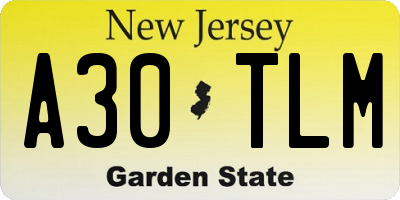 NJ license plate A30TLM