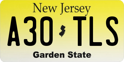 NJ license plate A30TLS