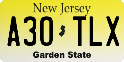 NJ license plate A30TLX
