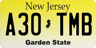 NJ license plate A30TMB