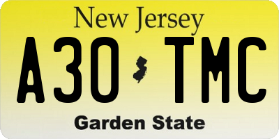 NJ license plate A30TMC