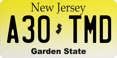 NJ license plate A30TMD